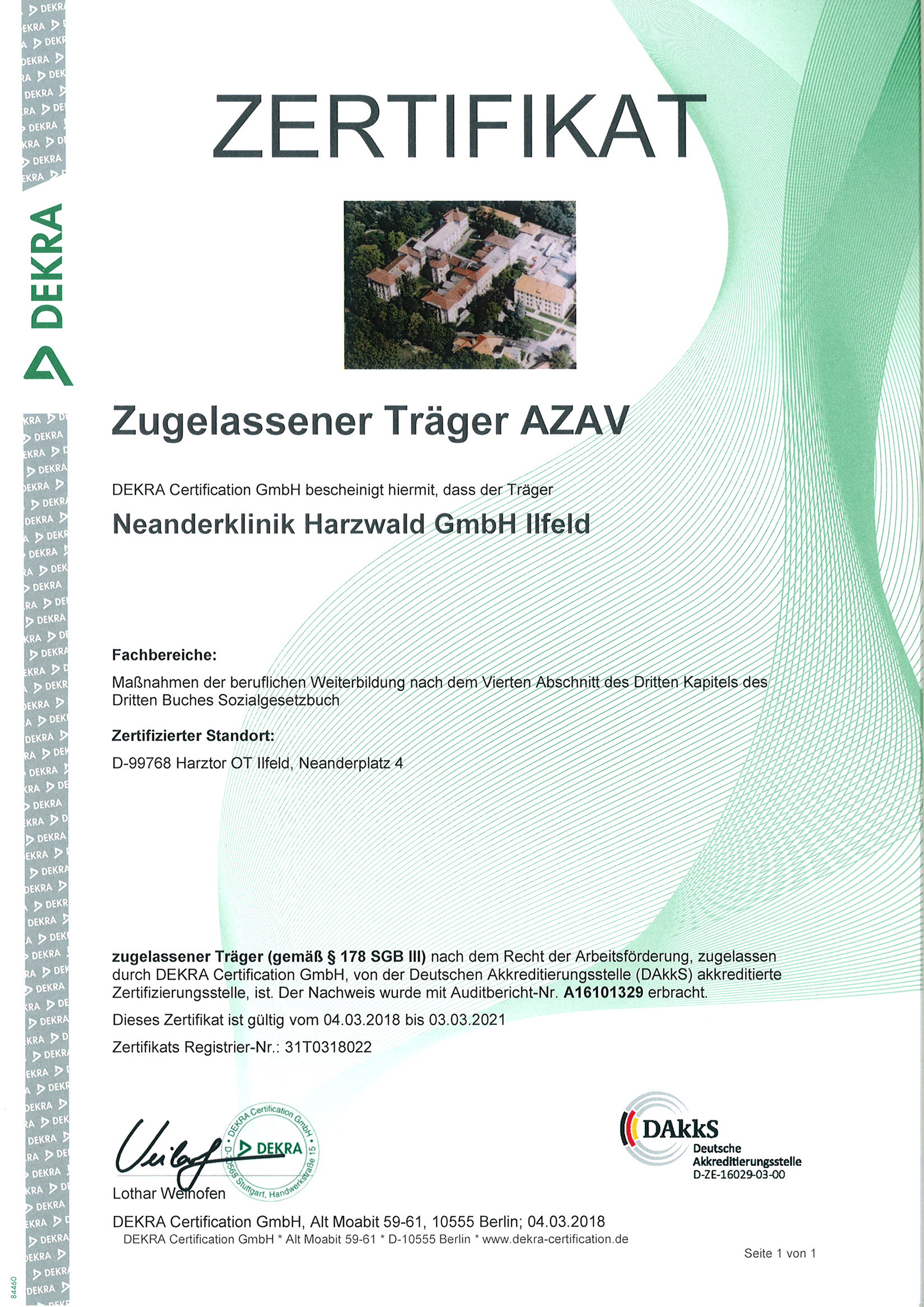 Zertifikat AZAV