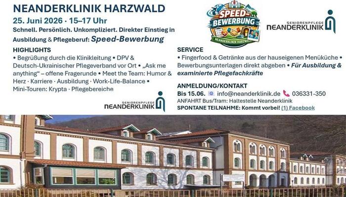 speed Bewerbung Event Neanderklinik Harzwald 